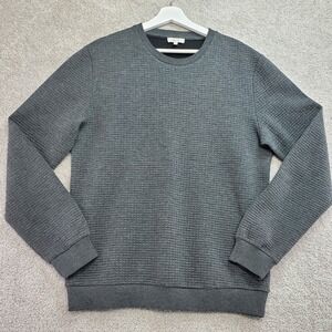 REISS Mens Waffle Crewneck Sweatshirt Long Sleeve Pullover Top Size M Dark Gray